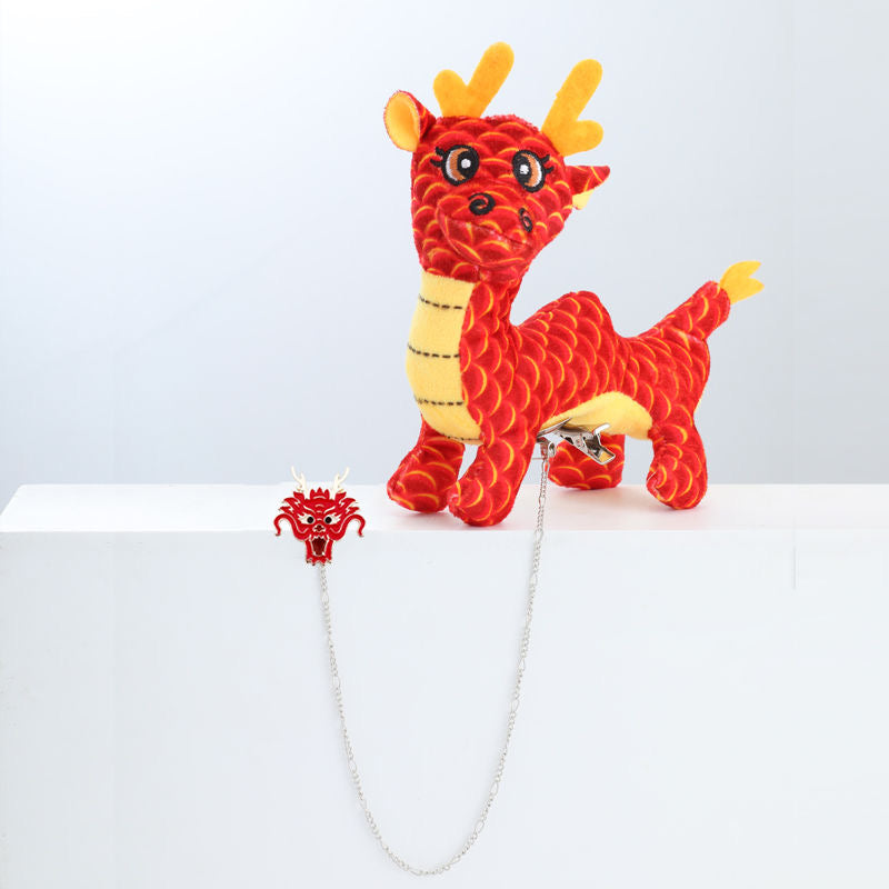 New Year Plush Dragon Brooch + Shoulder Accessories