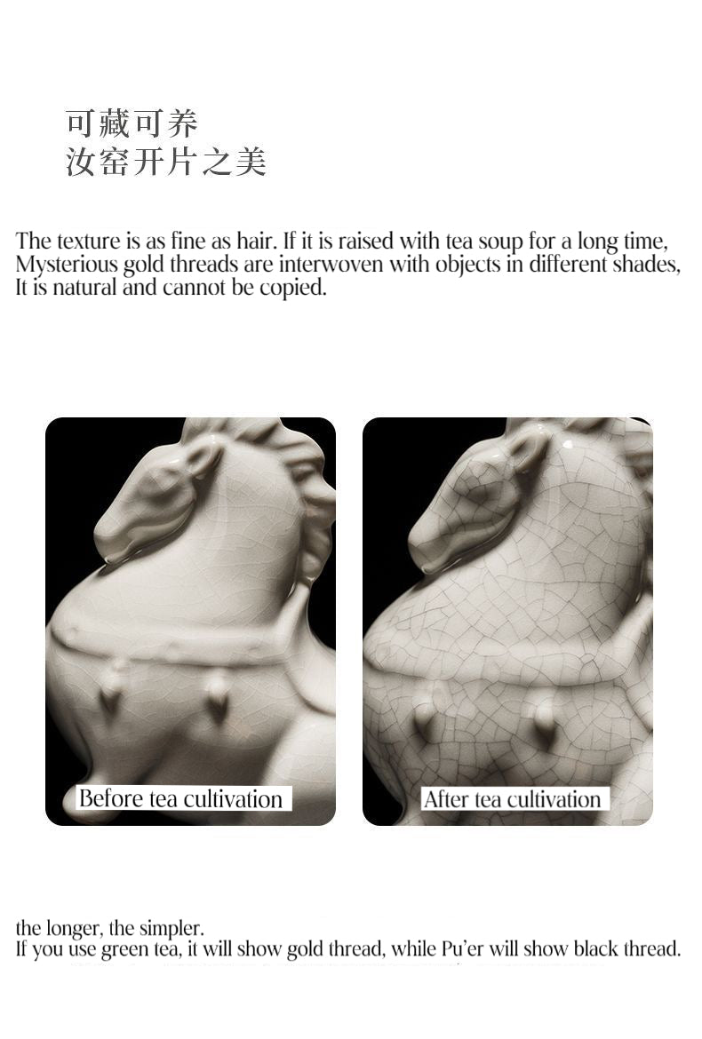 Ceramic Green Horse Figurine Tea Pet