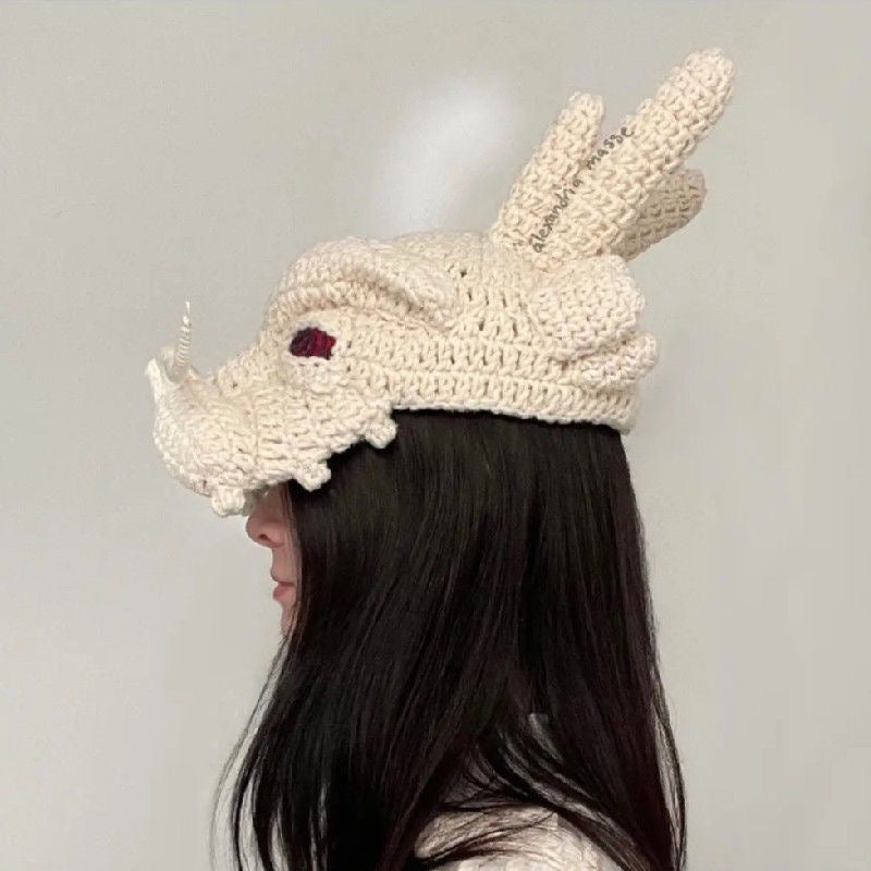 Dragon Head 3D Stylish Hand-knitted Wollen Hat