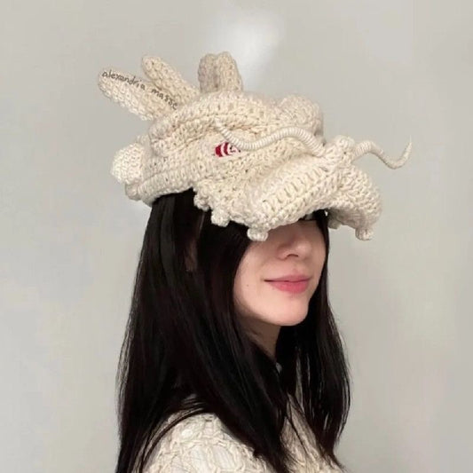 Dragon Head 3D Stylish Hand-knitted Wollen Hat