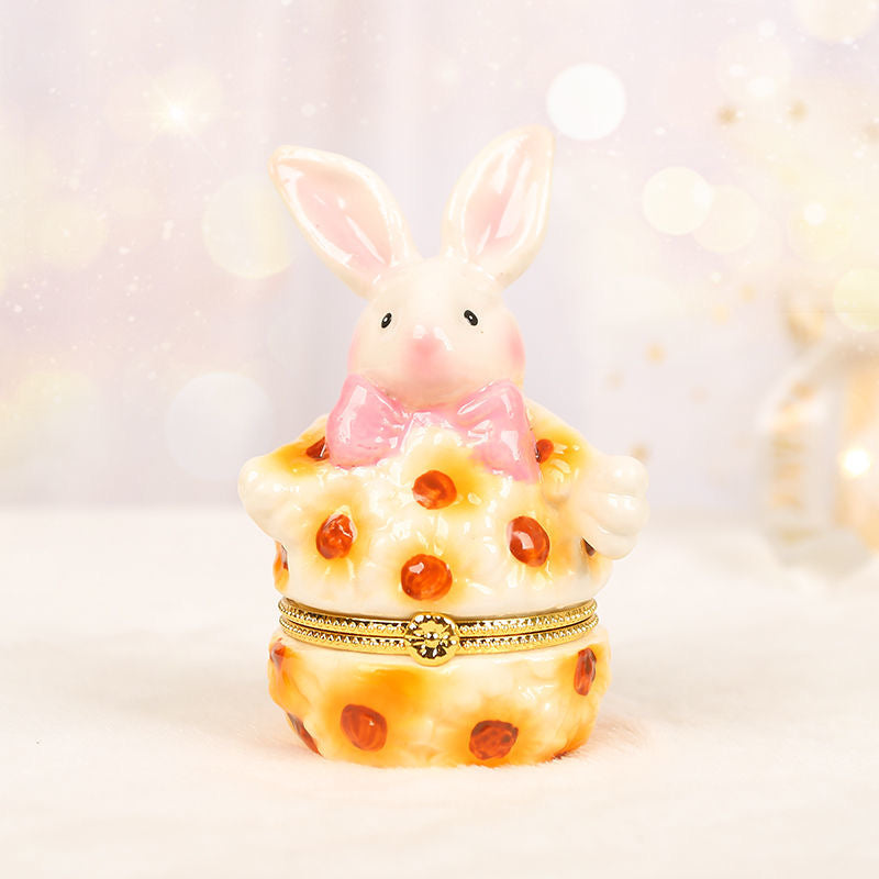 Ceramic Egg Jewelry Box, Enameled Faberge Egg Style Easter Decorative