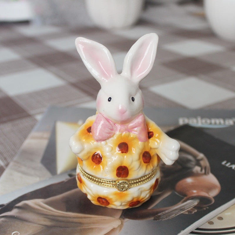 Ceramic Egg Jewelry Box, Enameled Faberge Egg Style Easter Decorative